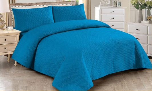 AZURE BLUE BEDSPREAD  SET - 3 PCS (PREMIUM)