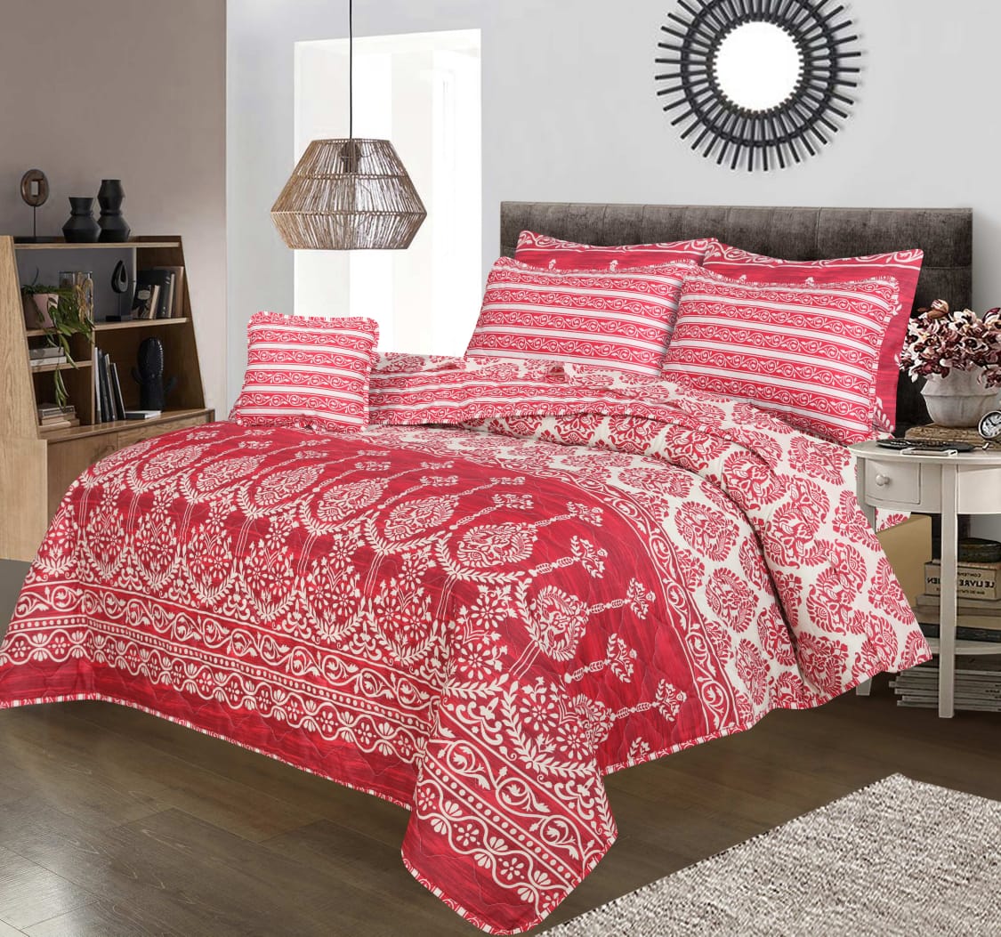 Premium 6pcs WINTER COMFORTER SET (Light Filling) BLOOMY PINK