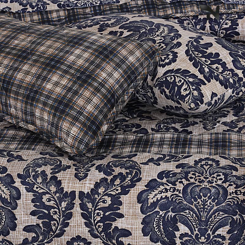 burbery blue Quilted Comforter Set 7Pcs Design EFS