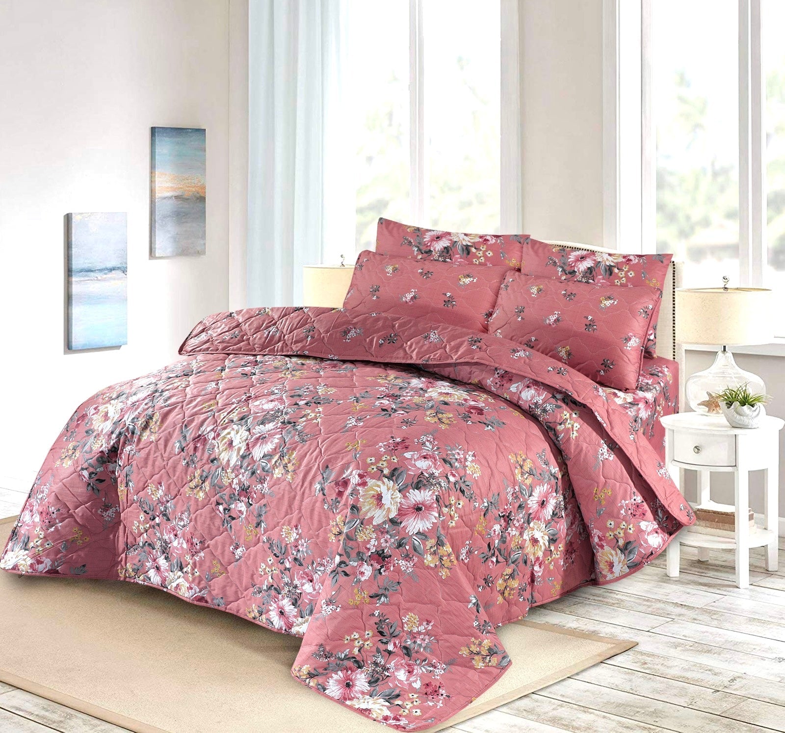 Pink Ocean -7pc Comforter set. ( Light Filling) – Eshal Fabric Store