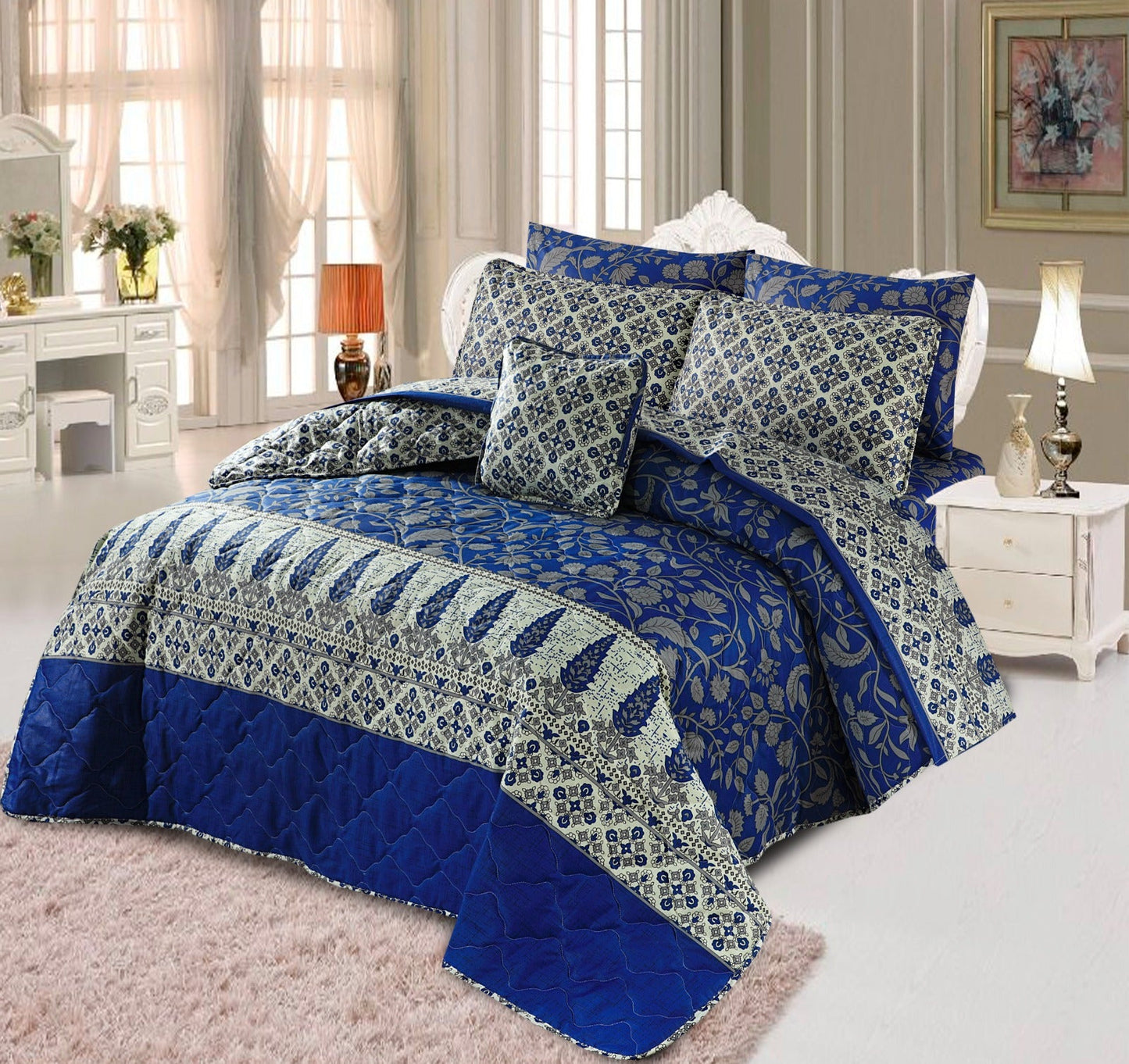 Premium 7pcs WINTER COMFORTER SET (Light Filling) BLUE EDEM