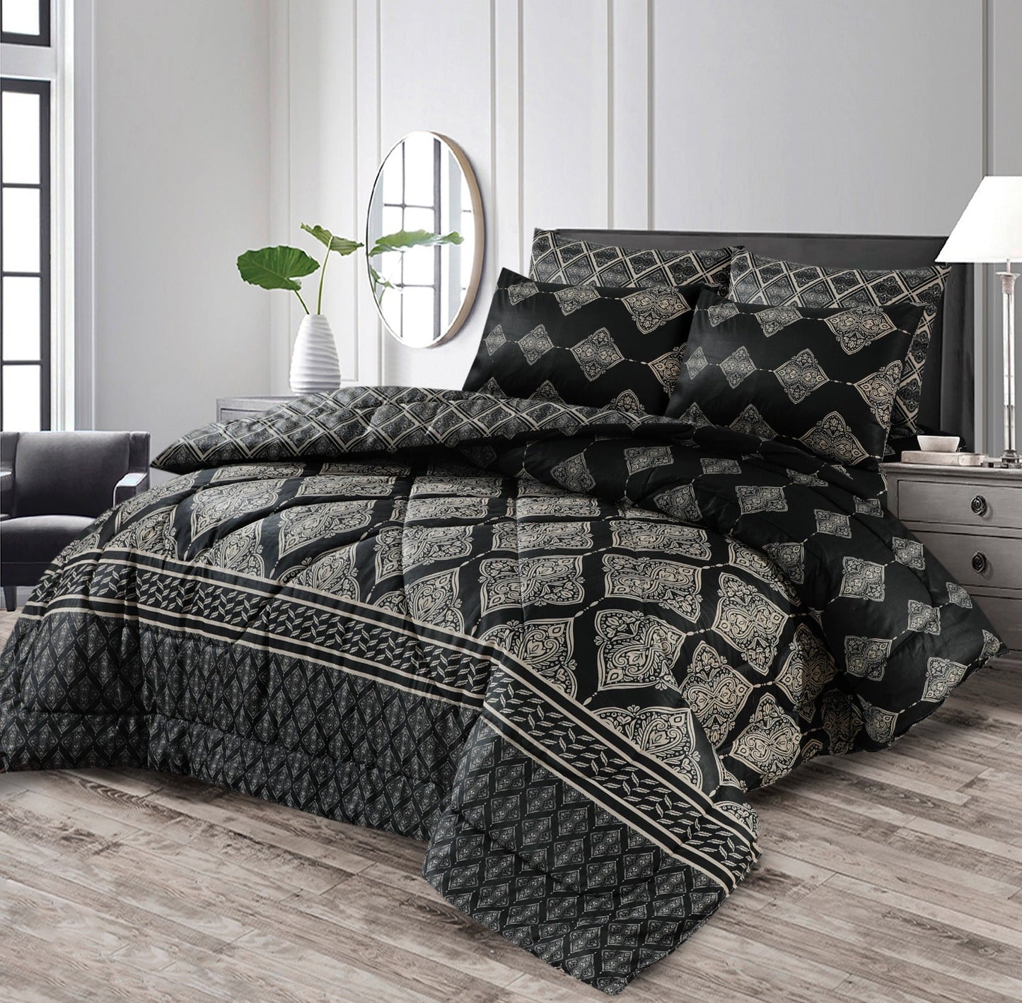 BLACK LEAVES -Summer 6pc comforter set