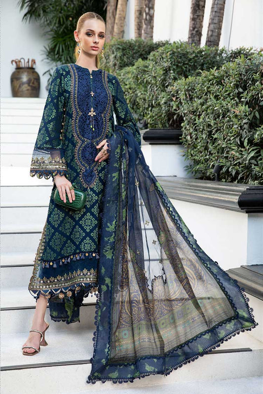 Maria b. Unstitched Linen heavy work sequins with organza embroidered dupatta